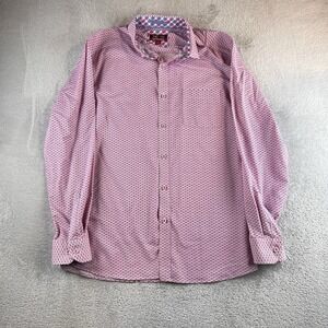 Johnston & Murphy XC4 Shirt Mens L Geometric Pattern Button Up Comfort Casual